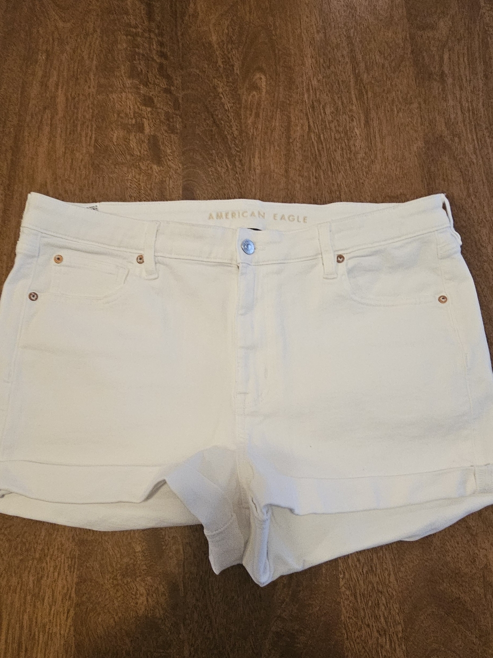 American Eagle Outfitters White Denim Cuffed Jean Shorts